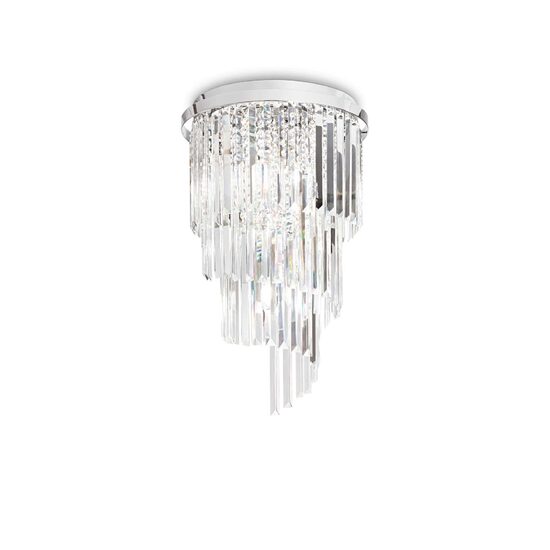 Plafoniera moderna cromata cu cristale 8xE14/40W, CARLTON PL8 168920 Ideal Lux
