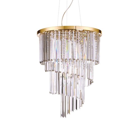 Candelabru modern auriu cu cristale 12xE14/40W, CARLTON SP12 213521 Ideal Lux