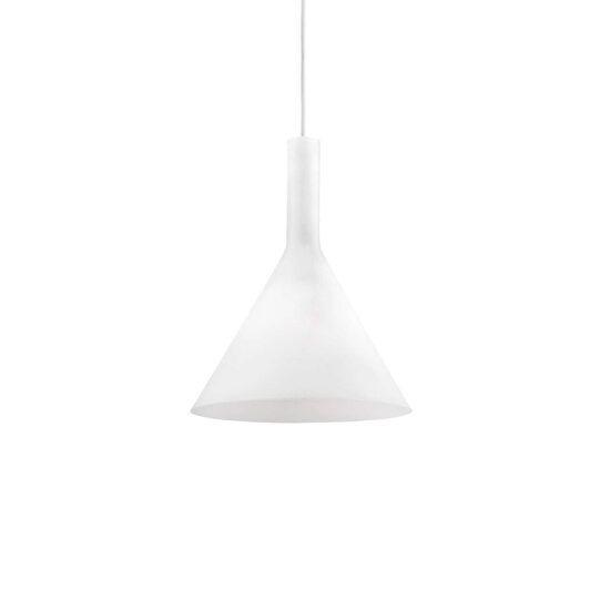Lustra moderna alba abajur sticla 1xE14/40W, COCKTAIL SP1 Small 074337 Ideal Lux
