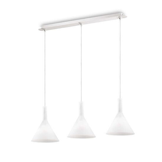 Lustra moderna alba abajururi sticla 3xE14/40W, COCKTAIL SP3 074245 Ideal Lux