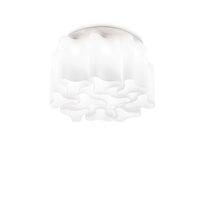 Plafoniera moderna alba abajur sticla ondulata 10xE27/52W, COMPO PL10 125510 Ideal Lux