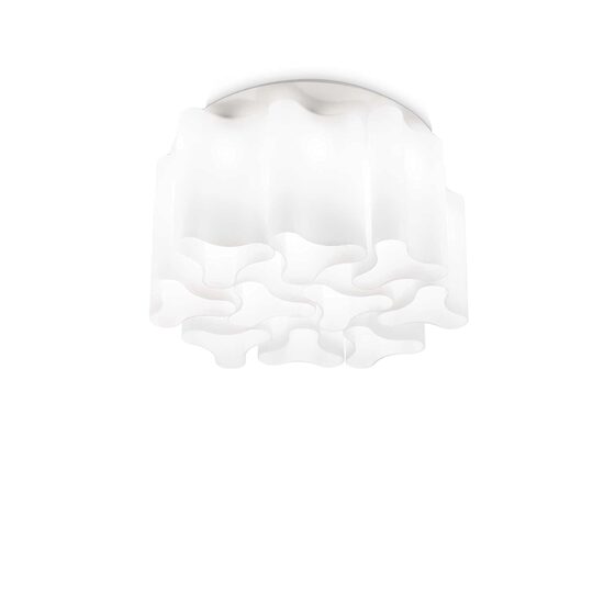 Plafoniera moderna alba abajur sticla ondulata 10xE27/52W, COMPO PL10 125510 Ideal Lux
