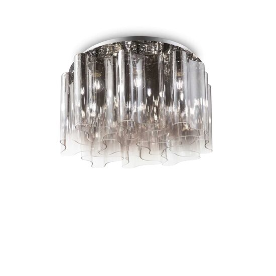 Plafoniera moderna fume abajur sticla ondulata 10xE27/52W, COMPO PL10 172804 Ideal Lux