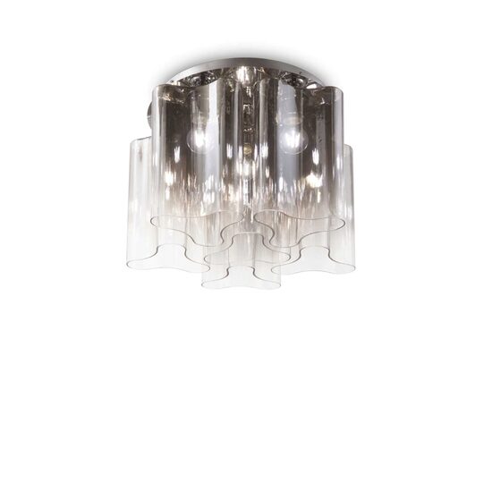 Plafoniera moderna fume abajur sticla ondulata 6xE27/52W, COMPO PL6 172828 Ideal Lux