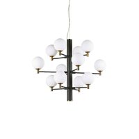Candelabru modern negru abajururi sticla 12xG9/4W, COPERNICO SP12 197319 Ideal Lux