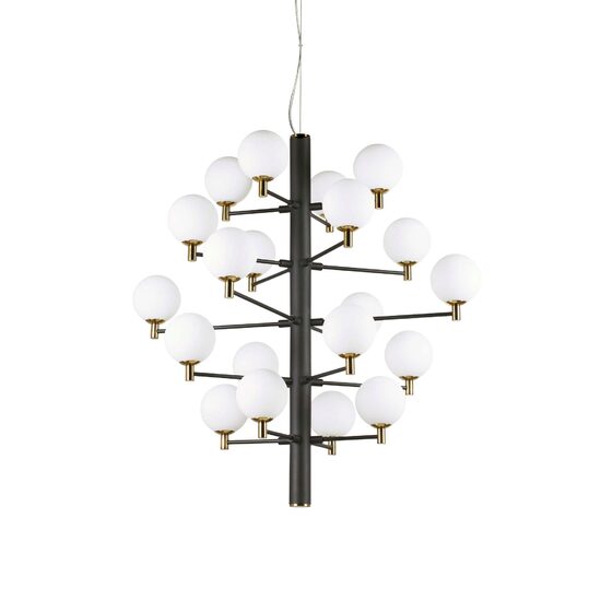 Candelabru modern negru abajururi sticla 20xG9/4W, COPERNICO SP20 197333 Ideal Lux