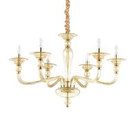Candelabru clasic din sticla ambra 6xE14/40W, DANIELI SP6 159942 Ideal Lux
