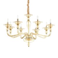 Candelabru clasic din sticla ambra 8xE14/40W, DANIELI SP8 159973 Ideal Lux