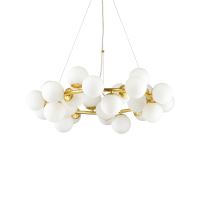Candelabru modern auriu abajururi sticla alba 25xG9/15W, DNA SP25 208398 Ideal Lux