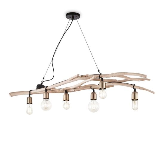 Lustra rustica din lemn natural 6xE27/60W, Driftwood SP6 180922 Ideal Lux