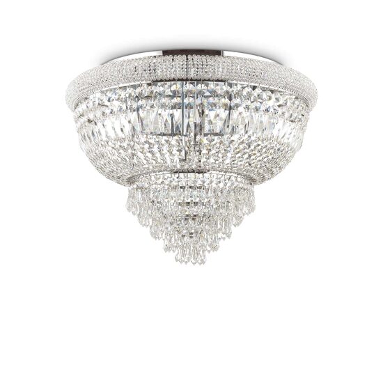 Plafoniera clasica cromata din cristal 24xE14/28W, DUBAI PL24 243566 Ideal Lux