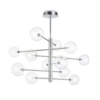 Candelabru modern cromat abajururi sticla 12xG4/2W, Equinoxe SP12 200118 Ideal Lux
