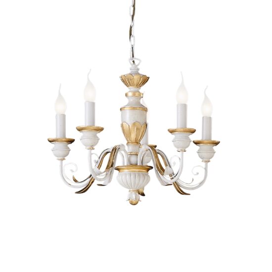 Candelabru clasic din rasina alb antichizat 5xE14/40W, FIRENZE SP5 012865 Ideal Lux