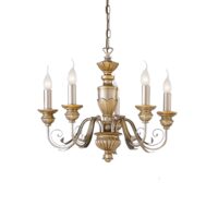 Candelabru clasic din rasina auriu antichizat 5xE14/40W, FIRENZE SP5 020822 Ideal Lux