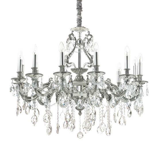 Candelabru clasic argintiu cu cristale 12xE14/40W, Gioconda SP12 164953 Ideal Lux