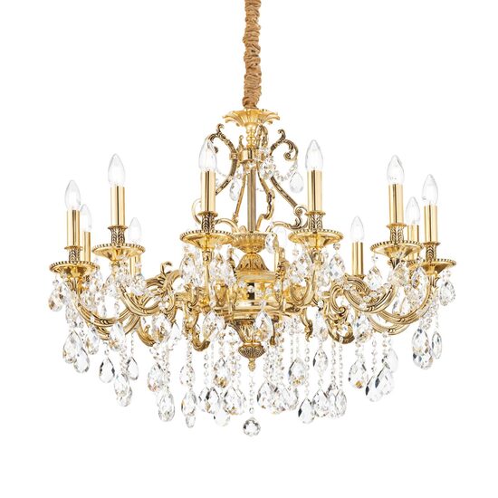 Candelabru clasic auriu cu cristale 12xE14/40W, Gioconda SP12 164960 Ideal Lux
