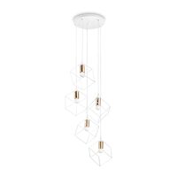 Lustra moderna alba contururi geometrice 5xE27/60W, ICE SP5 237671 Ideal Lux