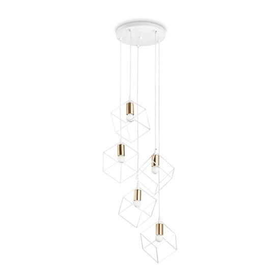 Lustra moderna alba contururi geometrice 5xE27/60W, ICE SP5 237671 Ideal Lux