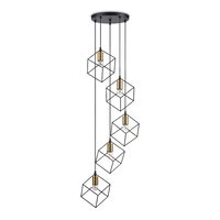 Lustra neagra contururi geometrice, 5xE27/60W, ICE SP5 237664 Ideal Lux