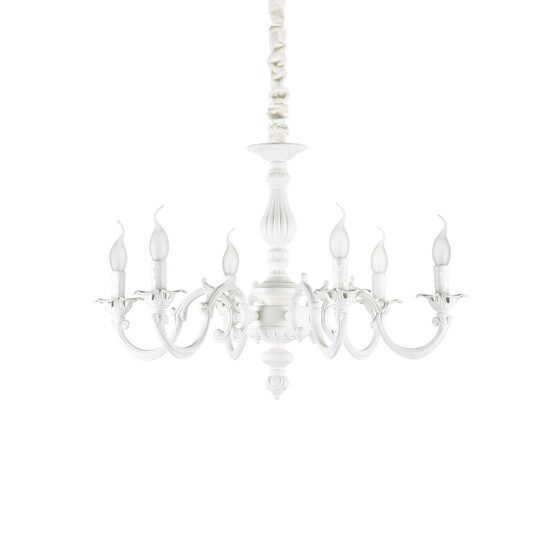 Candelabru florentin alb brate turnate 6xE14/40W, JUSTINE SP6 197500 Ideal Lux