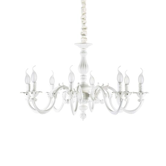 Candelabru florentin alb brate turnate 8xE14/40W, JUSTINE SP8 197524 Ideal Lux