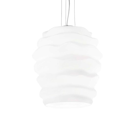 Lustra moderna alba abajur sticla 1xE27/60W, KARMA SP1 Big 132365 Ideal Lux