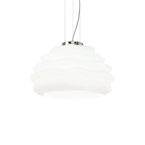 Lustra moderna alba abajur sticla 1xE27/60W, KARMA SP1 Small 132389 Ideal Lux