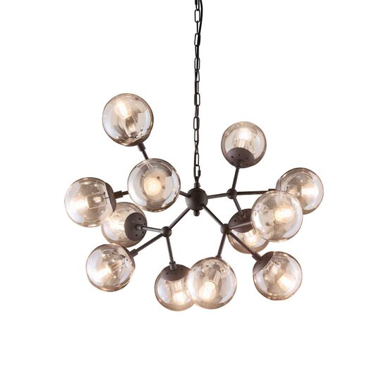Candelabru look industrial abajururi sticla 12xE27/42W, KEPLER SP12 162201 Ideal Lux
