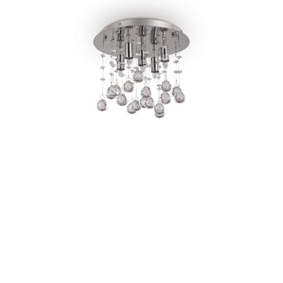 Plafoniera moderna cromata cu cristale 5xG9/40W, Moonlight PL5 094649 Ideal Lux