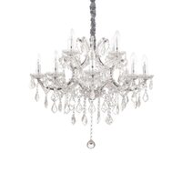 Candelabru clasic cromat cristal si sticla suflata 12xE14/40W, NAPOLEON SP12 167251 Ideal Lux