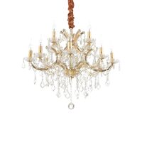 Candelabru clasic auriu cristal si sticla suflata 12xE14/40W, NAPOLEON SP12 167404 Ideal Lux