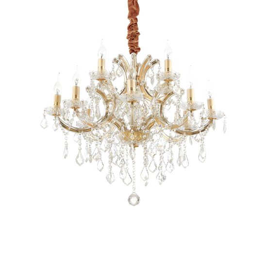 Candelabru clasic auriu cristal si sticla suflata 12xE14/40W, NAPOLEON SP12 167404 Ideal Lux