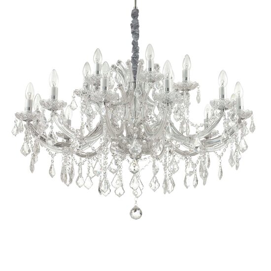 Candelabru clasic cromat cristal si sticla suflata 18xE14/40W, NAPOLEON SP18 167268 Ideal Lux