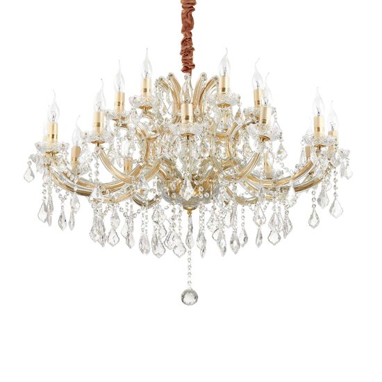 Candelabru clasic auriu cristal si sticla suflata 18xE14/40W, NAPOLEON SP18 167411 Ideal Lux