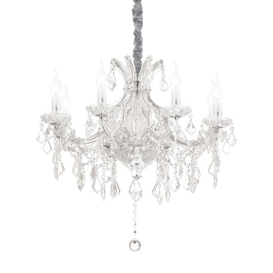 Candelabru clasic cromat cristal si sticla suflata 8xE14/40W, NAPOLEON SP8 167244 Ideal Lux