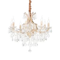 Candelabru clasic auriu cristal si sticla suflata 8xE14/40W, NAPOLEON SP8 167398 Ideal Lux