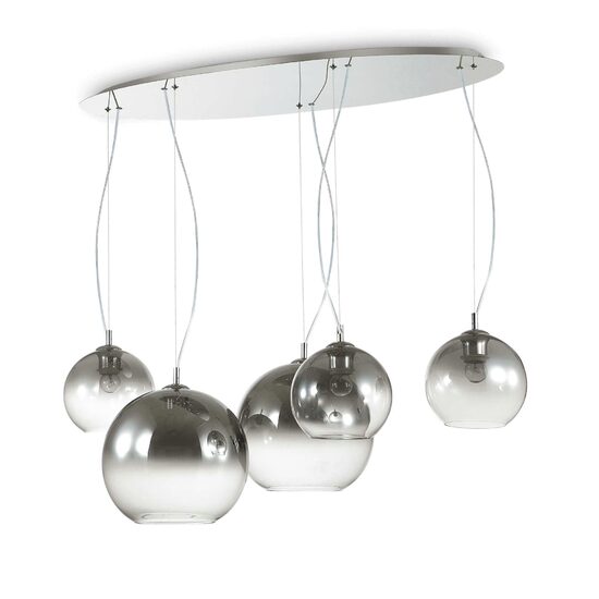 Lustra moderna fumurie abajururi sticla 5xE27/42W, NEMO SP5 138305 Ideal Lux