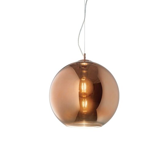 Lustra moderna cupru abajur sticla 1xE27/42W, NEMO SP1 D20 250328 Ideal Lux