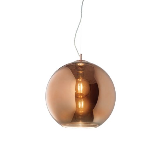 Lustra moderna cupru abajur sticla 1xE27/42W, NEMO SP1 D30 111902 Ideal Lux