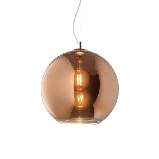 Lustra moderna cupru abajur sticla 1xE27/42W, NEMO SP1 D40 111919 Ideal Lux