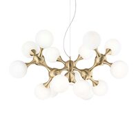 Candelabru alama satinata abajururi sticla alba 15xE14/28W, NODI SP15 241012 Ideal Lux
