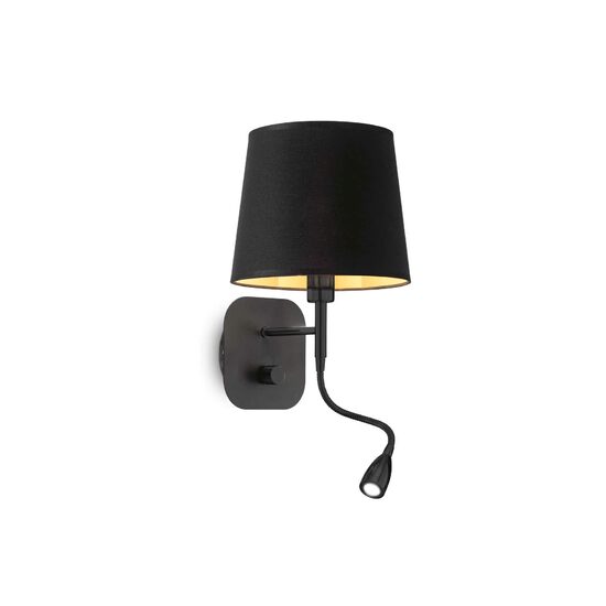 Aplica moderna neagra 1xE14/40W si LED 1.5W/100lm/3000K, Nordik AP2 158242 Ideal Lux