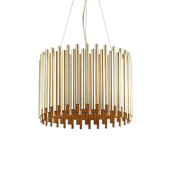 Candelabru modern auriu abajur tuburi metalice 5xE27/60W, PAN SP5 208817 Ideal Lux