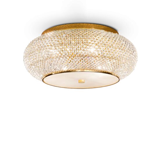 Plafoniera moderna aurie cu cristale 10xE14/40W, Pasha PL10 100791 Ideal Lux