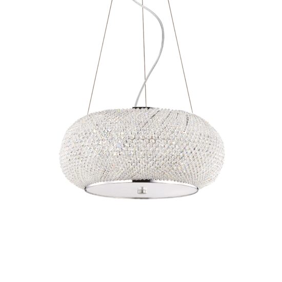 Candelabru modern cromat cu cristale 6xE14/40W, Pasha SP6 082158 Ideal Lux