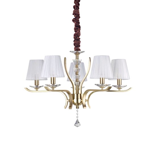 Candelabru modern alama satinata abajur organza 5xE14/28W, Pegaso SP5 197722 Ideal Lux