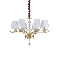 Candelabru modern alama satinata abajur organza 8xE14/28W, Pegaso SP8 197739 Ideal Lux