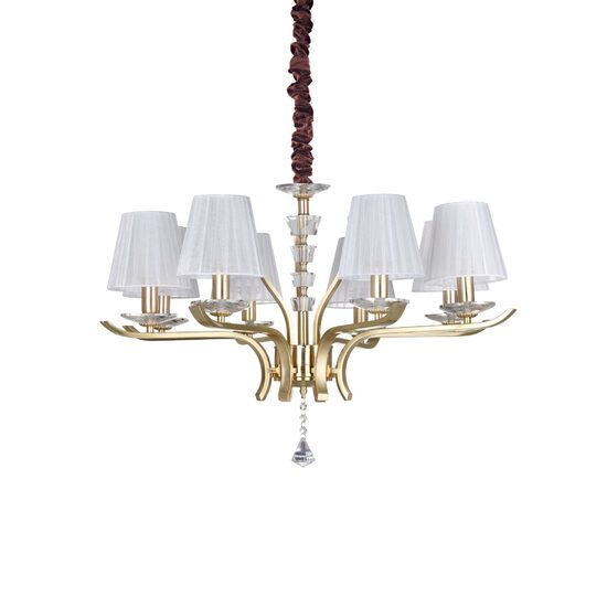Candelabru modern alama satinata abajur organza 8xE14/28W, Pegaso SP8 197739 Ideal Lux