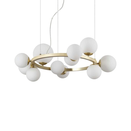 Candelabru modern alama abajururi sticla alba 11xG9/15W, Perlage SP11 283807 Ideal Lux