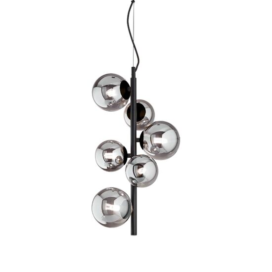 Candelabru modern negru abajururi sticla 6xG9/15W, Perlage SP6 271422 Ideal Lux